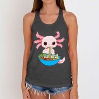 Kawaii Axolotl Eating Ra Noodles Anime Women's Knotted Racerback Tank