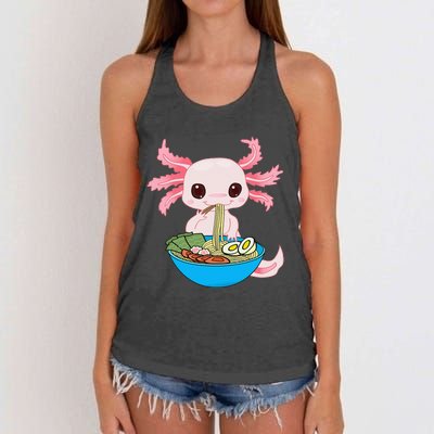 Kawaii Axolotl Eating Ra Noodles Anime Women's Knotted Racerback Tank