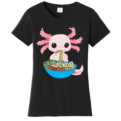 Kawaii Axolotl Eating Ra Noodles Anime Women's T-Shirt