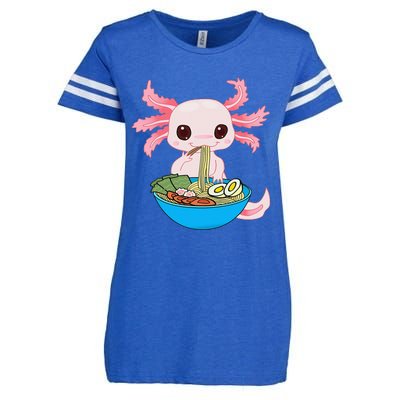 Kawaii Axolotl Eating Ra Noodles Anime Enza Ladies Jersey Football T-Shirt