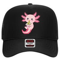 Kawaii Axolotl Eating Ra Noodles Manga Lover Anime  High Crown Mesh Back Trucker Hat