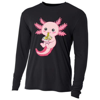 Kawaii Axolotl Eating Ra Noodles Manga Lover Anime  Cooling Performance Long Sleeve Crew