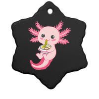 Kawaii Axolotl Eating Ra Noodles Manga Lover Anime  Ceramic Star Ornament