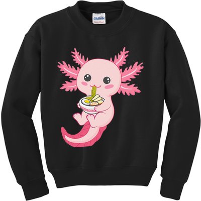 Kawaii Axolotl Eating Ra Noodles Manga Lover Anime  Kids Sweatshirt