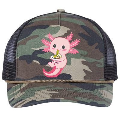 Kawaii Axolotl Eating Ra Noodles Manga Lover Anime  Retro Rope Trucker Hat Cap