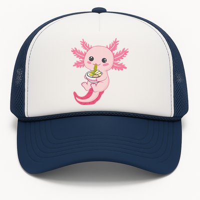 Kawaii Axolotl Eating Ra Noodles Manga Lover Anime  Trucker Hat