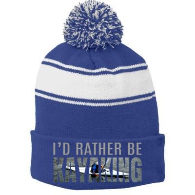 Kayak Accessories Equipt Gift ID Rather Be Kayaking Stripe Pom Pom Beanie