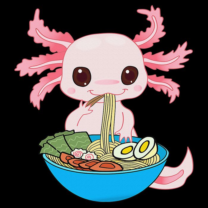 Kawaii Axolotl Eating Ra Noodles Anime  Doggie Tank