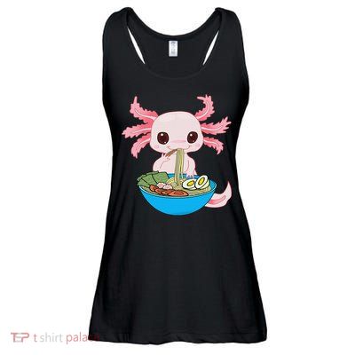 Kawaii Axolotl Eating Ra Noodles Anime  Ladies Essential Flowy Tank