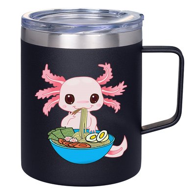 Kawaii Axolotl Eating Ra Noodles Anime  12oz Stainless Steel Coffee Mug
