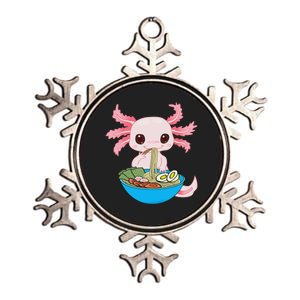 Kawaii Axolotl Eating Ra Noodles Anime  Metallic Star Ornament