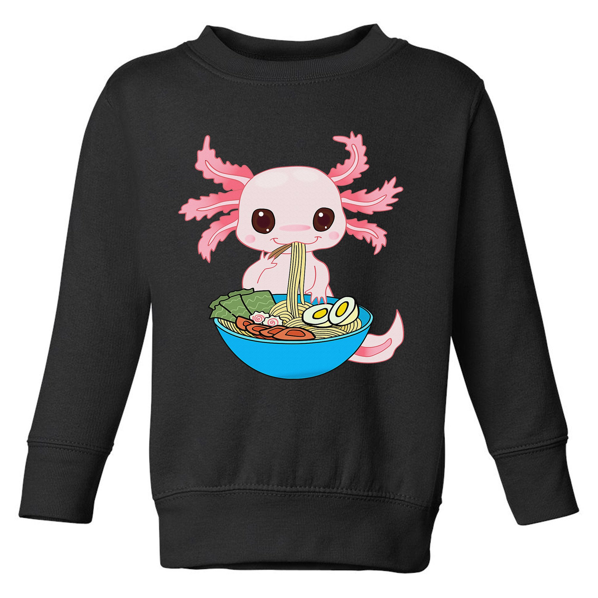 Kawaii Axolotl Eating Ra Noodles Anime  Toddler Sweatshirt