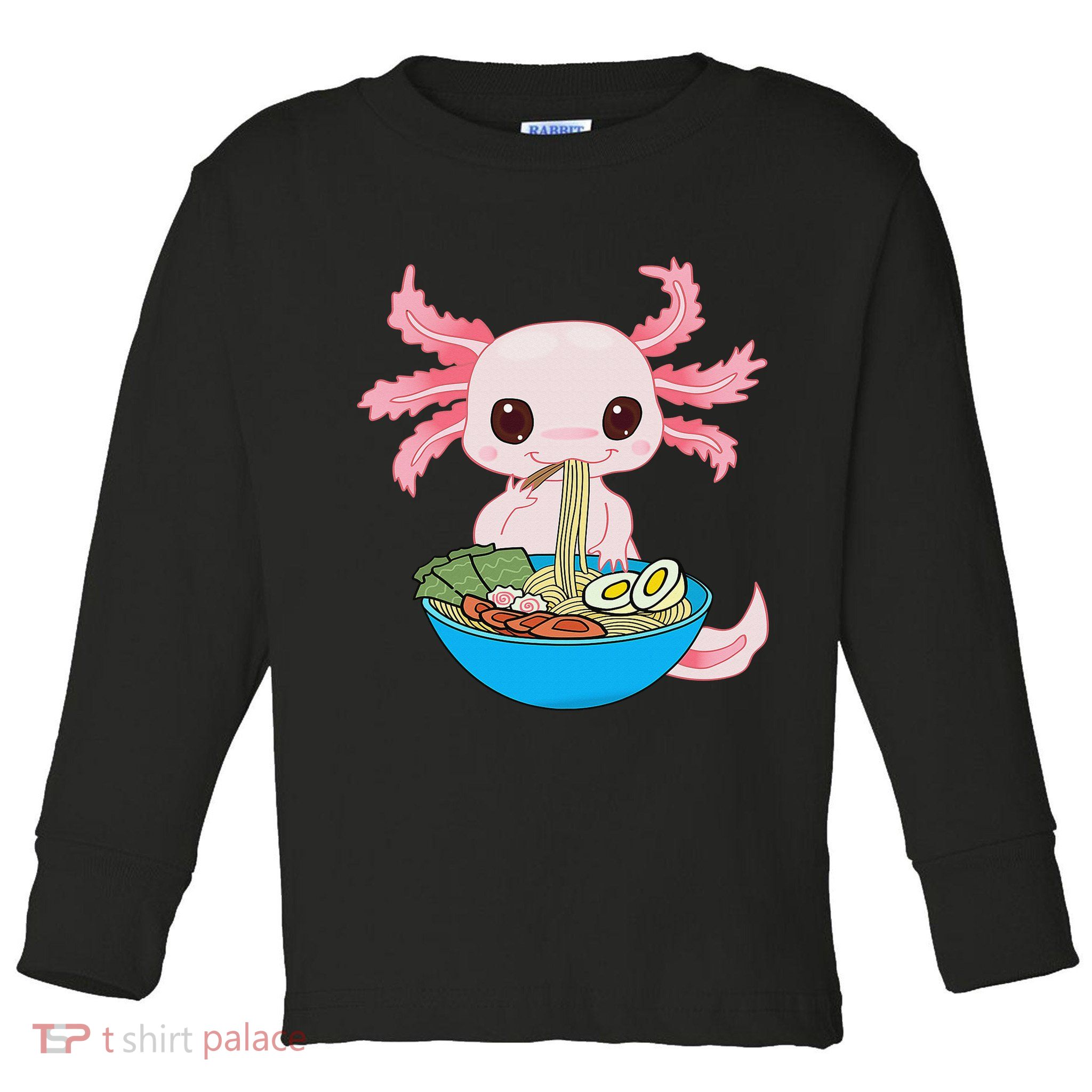 Kawaii Axolotl Eating Ra Noodles Anime  Toddler Long Sleeve Shirt