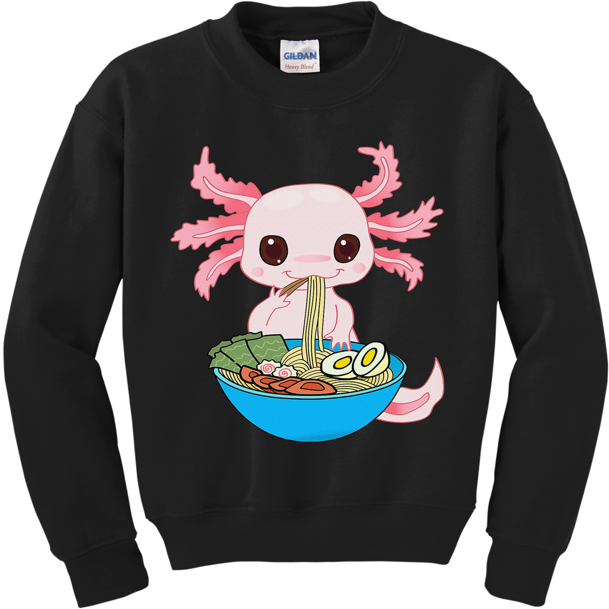 Kawaii Axolotl Eating Ra Noodles Anime  Kids Sweatshirt