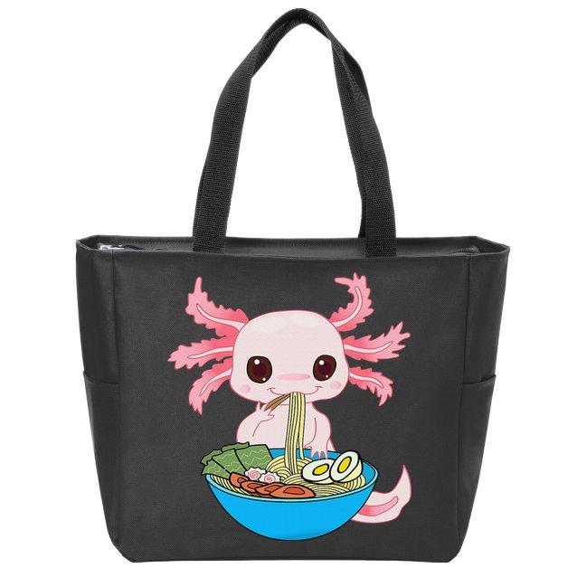 Kawaii Axolotl Eating Ra Noodles Anime  Zip Tote Bag