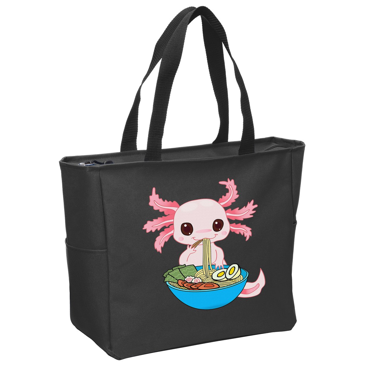 Kawaii Axolotl Eating Ra Noodles Anime  Zip Tote Bag