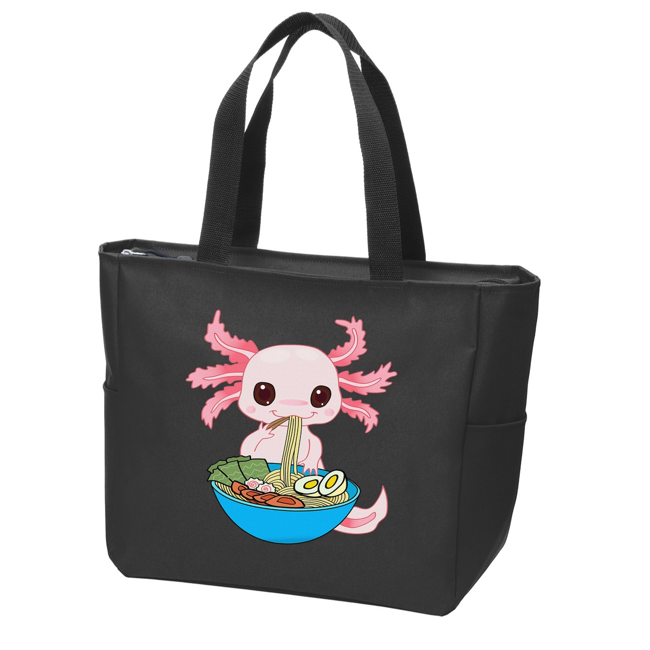 Kawaii Axolotl Eating Ra Noodles Anime  Zip Tote Bag