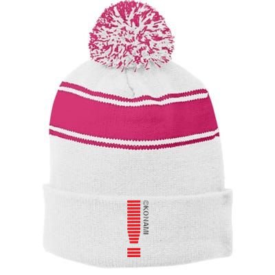 Konami Alert Embroidered Stripe Pom Pom Beanie