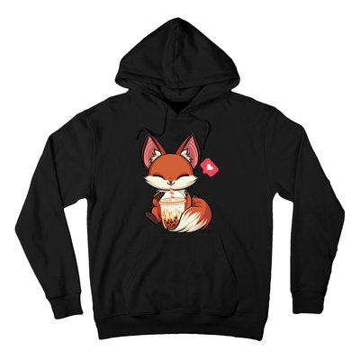 Kawaii Anime Fox Drinking Boba Bubble Tea Japanese Gift Girl Hoodie