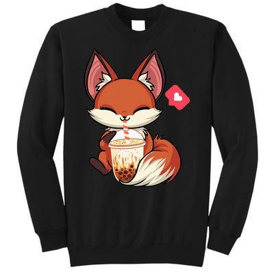 Kawaii Anime Fox Drinking Boba Bubble Tea Japanese Gift Girl Sweatshirt