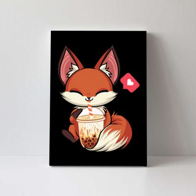 Kawaii Anime Fox Drinking Boba Bubble Tea Japanese Gift Girl Canvas