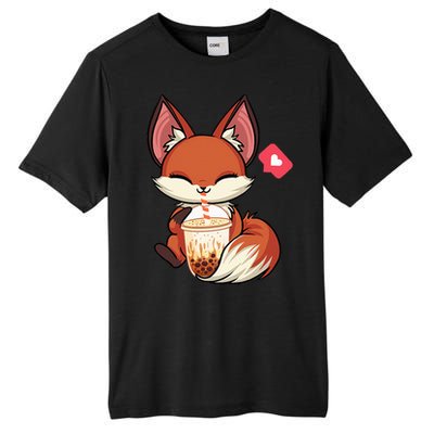 Kawaii Anime Fox Drinking Boba Bubble Tea Japanese Gift Girl Tall Fusion ChromaSoft Performance T-Shirt