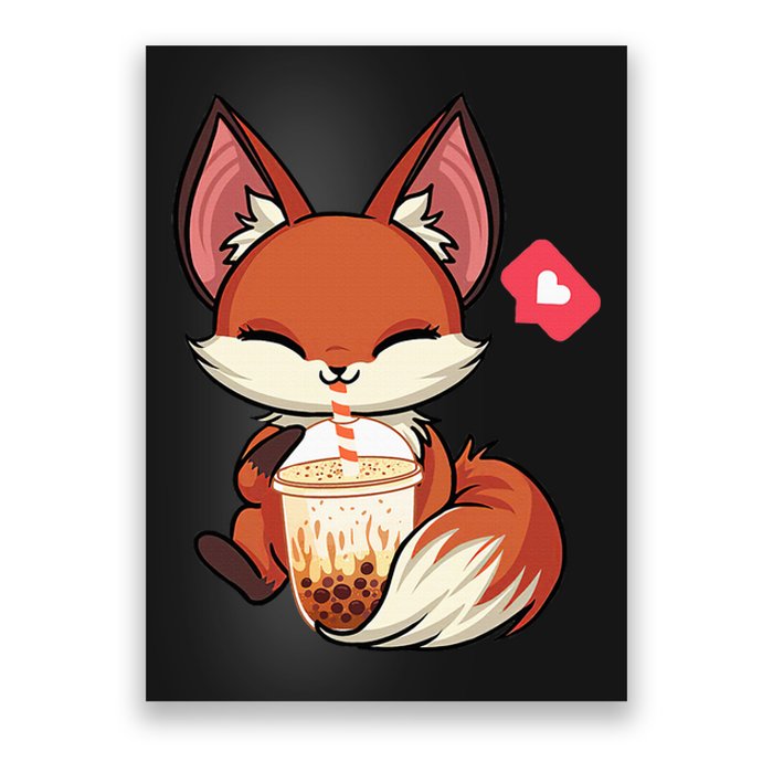 Kawaii Anime Fox Drinking Boba Bubble Tea Japanese Gift Girl Poster