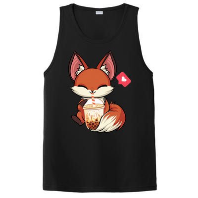 Kawaii Anime Fox Drinking Boba Bubble Tea Japanese Gift Girl PosiCharge Competitor Tank