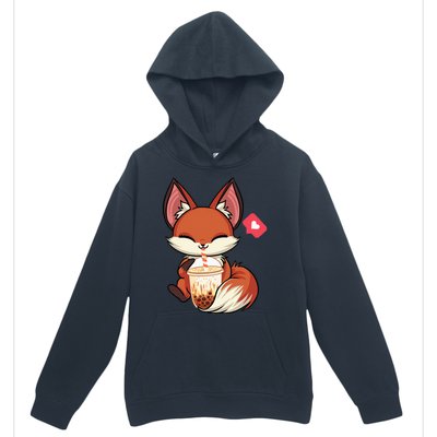 Kawaii Anime Fox Drinking Boba Bubble Tea Japanese Gift Girl Urban Pullover Hoodie