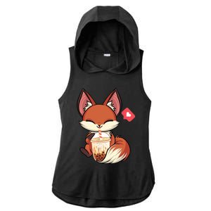 Kawaii Anime Fox Drinking Boba Bubble Tea Japanese Gift Ladies PosiCharge Tri-Blend Wicking Draft Hoodie Tank