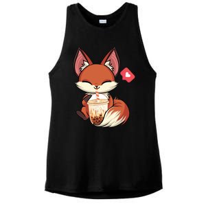 Kawaii Anime Fox Drinking Boba Bubble Tea Japanese Gift Ladies PosiCharge Tri-Blend Wicking Tank