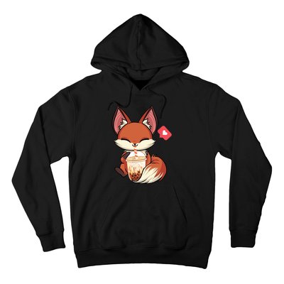 Kawaii Anime Fox Drinking Boba Bubble Tea Japanese Gift Hoodie