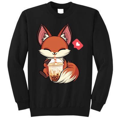 Kawaii Anime Fox Drinking Boba Bubble Tea Japanese Gift Sweatshirt