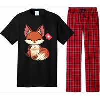 Kawaii Anime Fox Drinking Boba Bubble Tea Japanese Gift Pajama Set