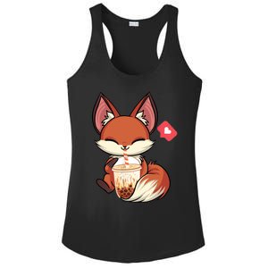 Kawaii Anime Fox Drinking Boba Bubble Tea Japanese Gift Ladies PosiCharge Competitor Racerback Tank