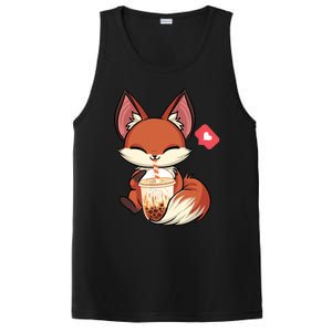 Kawaii Anime Fox Drinking Boba Bubble Tea Japanese Gift PosiCharge Competitor Tank