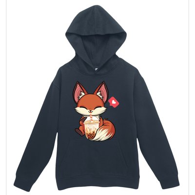 Kawaii Anime Fox Drinking Boba Bubble Tea Japanese Gift Urban Pullover Hoodie