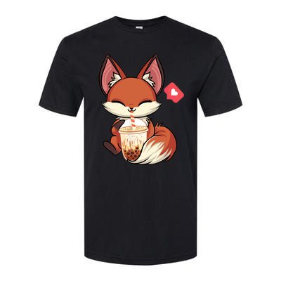 Kawaii Anime Fox Drinking Boba Bubble Tea Japanese Gift Softstyle CVC T-Shirt