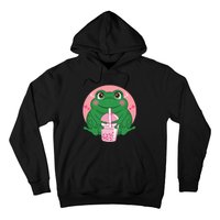 Kawaii Anime Frog Drinking Boba Tea Bubble Tea Cute Japanese Hoodie