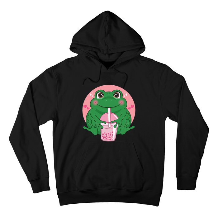 Kawaii Anime Frog Drinking Boba Tea Bubble Tea Cute Japanese Hoodie