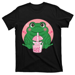 Kawaii Anime Frog Drinking Boba Tea Bubble Tea Cute Japanese T-Shirt