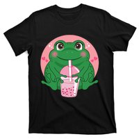 Kawaii Anime Frog Drinking Boba Tea Bubble Tea Cute Japanese T-Shirt