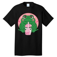 Kawaii Anime Frog Drinking Boba Tea Bubble Tea Cute Japanese Tall T-Shirt