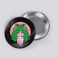 Kawaii Anime Frog Drinking Boba Tea Bubble Tea Cute Japanese Button