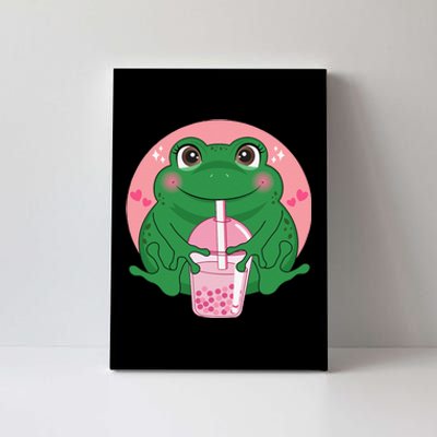 Kawaii Anime Frog Drinking Boba Tea Bubble Tea Cute Japanese Canvas