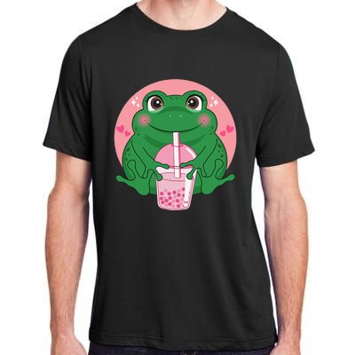 Kawaii Anime Frog Drinking Boba Tea Bubble Tea Cute Japanese Adult ChromaSoft Performance T-Shirt