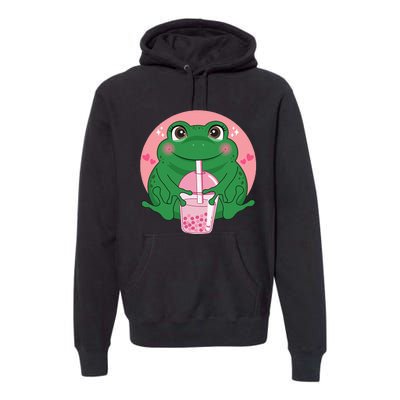 Kawaii Anime Frog Drinking Boba Tea Bubble Tea Cute Japanese Premium Hoodie