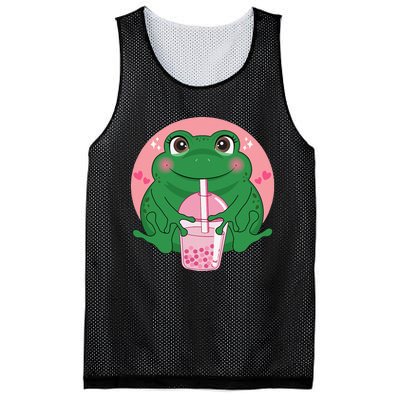 Kawaii Anime Frog Drinking Boba Tea Bubble Tea Cute Japanese Mesh Reversible Basketball Jersey Tank