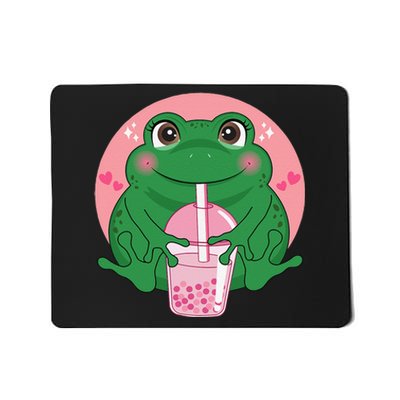 Kawaii Anime Frog Drinking Boba Tea Bubble Tea Cute Japanese Mousepad