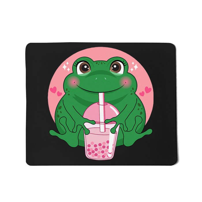 Kawaii Anime Frog Drinking Boba Tea Bubble Tea Cute Japanese Mousepad